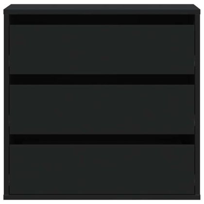 Ъглов скрин с чекмеджета, черен, 60x41x58 см, инженерно дърво