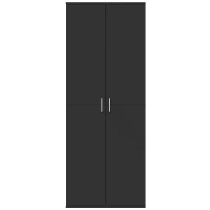 Висок шкаф, черен, 70x35x180 см, инженерно дърво