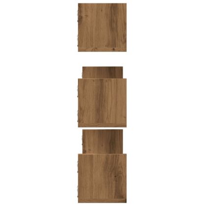 Стенни рафтове, 3 бр, дъб артизан, 80x18x18 см, инженерно дърво