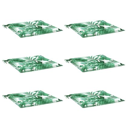 Възглавници за столове, 6 бр, на листа, 50x50x4 см, плат