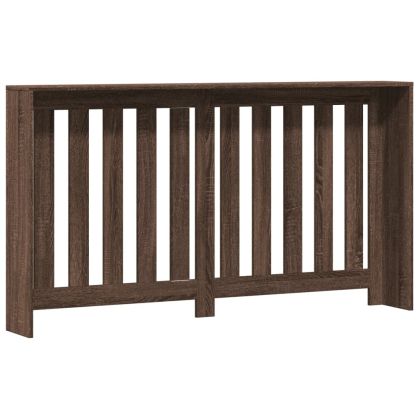 Капак за радиатор, кафяв дъб, 149x20x82 см, инженерно дърво