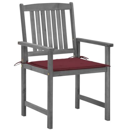 Градински столове с възглавници, 4 бр, сиви, акация масив