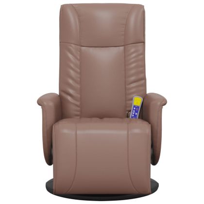 Масажен реклайнер стол с опора за крака, кафяв, изкуствена кожа