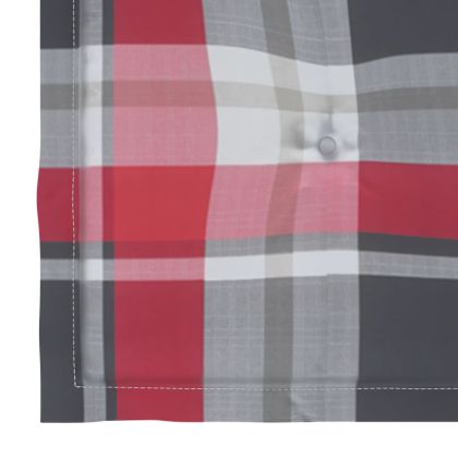 Градински столове с възглавници червено каре 2 бр тик масив