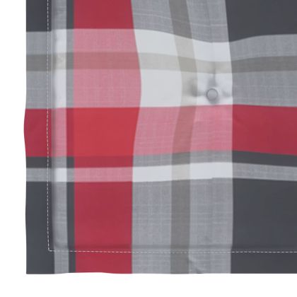 Градински столове с възглавници червено каре 4 бр тик масив