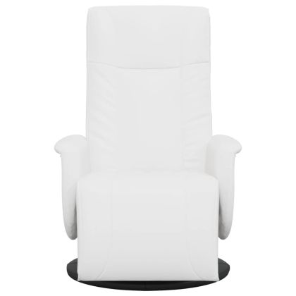 Наклоняем стол с поставка за крака, бял, изкуствена кожа