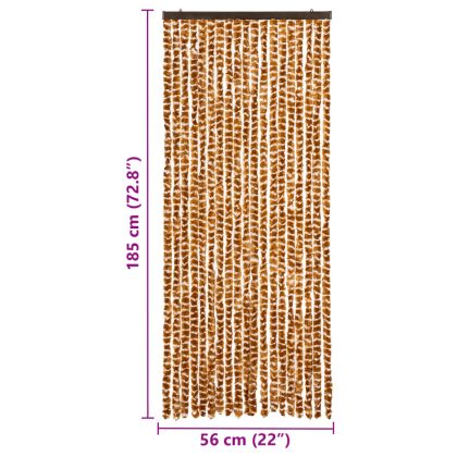Завеса против насекоми, охра и бяло, 56x185 см, шенил