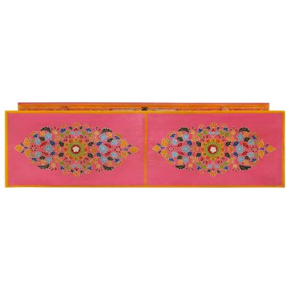 ТВ шкаф, розов, 110x30x40 см, масивно мангово дърво