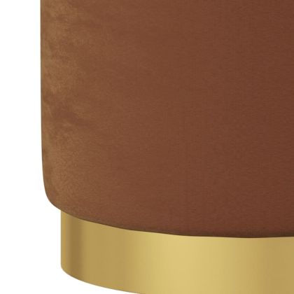 Кръгъл хокер за съхранение, кафяв, кадифе 31 x 37 cm