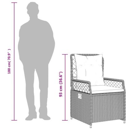 Градински комплект с възглавници 5 части кафяв полиратан