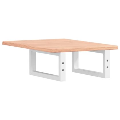 Стенен рафт за мивка, стомана и масивно дърво дъб