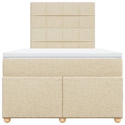 Боксспринг легло с матрак, кремаво, 120x190 см, плат