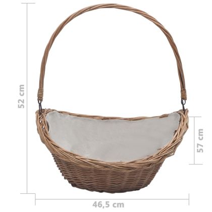286987 Firewood Basket with Handle 57x46,5x52 cm Brown Willow