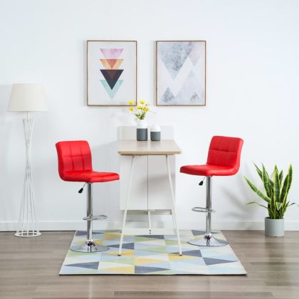 Бар табуретки, 2 бр, червени, изкуствена кожа
