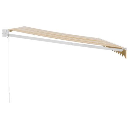 Прибираща се тента жълто и бяло 4,5x3 м плат и алуминий