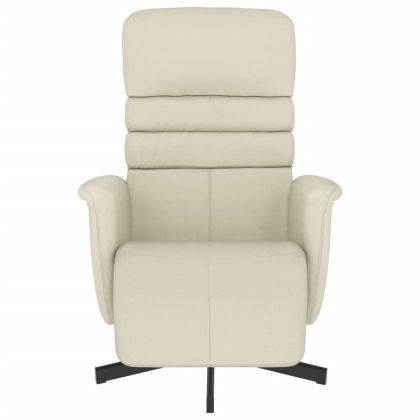 Реклайнер с опора за крака, кремав, изкуствена кожа