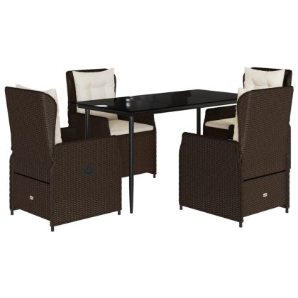 Градински комплект с възглавници 5 части кафяв полиратан