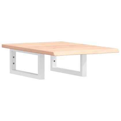 Стенен рафт за мивка, стомана и масивно дърво дъб