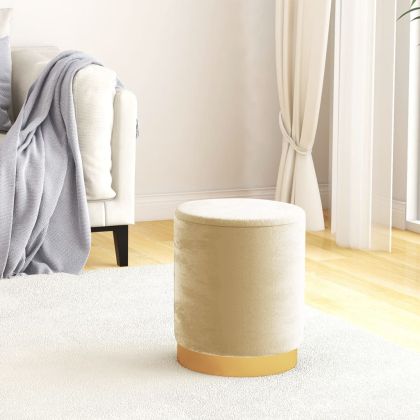 Кръгъл хокер за съхранение, кайсия, кадифе 31 x 37 cm