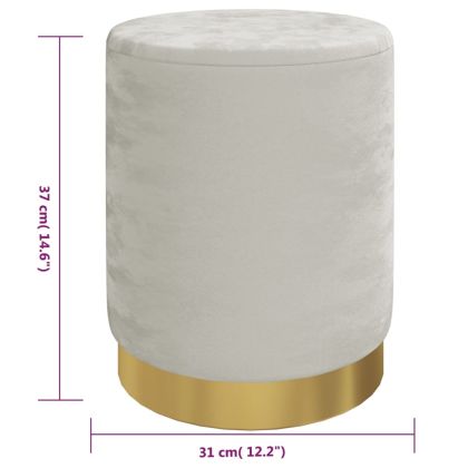 Кръгъл хокер за съхранение, светлосив, кадифе 31 x 37 cm