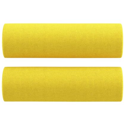 2-местен диван с декоративни възглавници светложълт 140 см плат