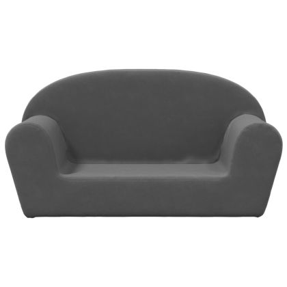 Детско диванче, 2-местно, антрацит, мек плюш