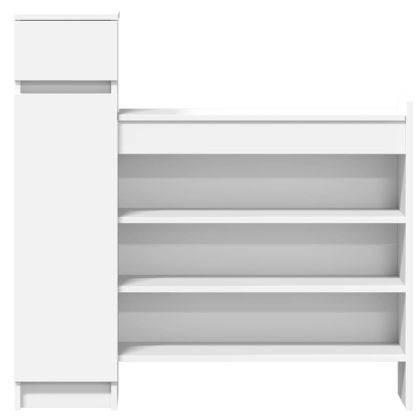 Шкаф за обувки, бял, 100,5x28x100 см, инженерно дърво