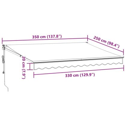 Автоматично прибираща се тента, бордо, 350x250 см