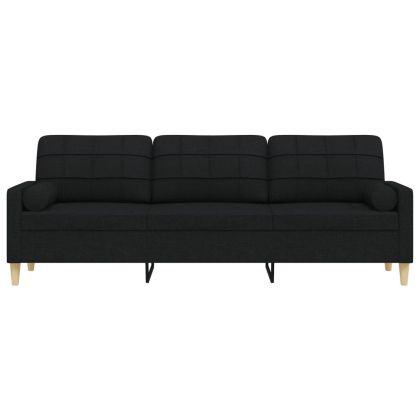 3-местен диван с декоративни възглавници черен 210 см плат