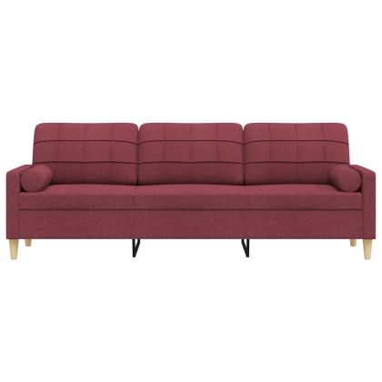 3-местен диван декоративни възглавници виненочервен 210 см плат