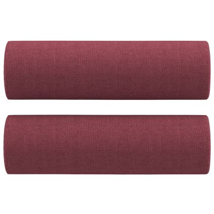 Комплект дивани 2 части с възглавници виненочервен текстил