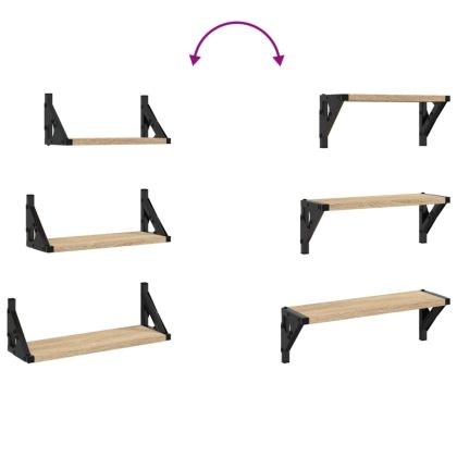 Комплект рафтове за стена, 3 бр, сонома дъб, инженерно дърво