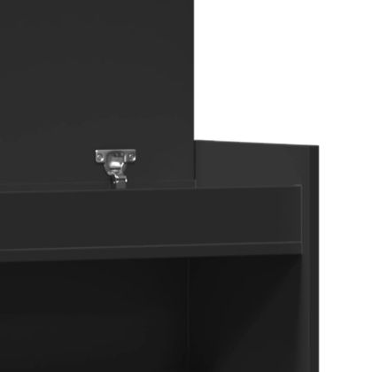 Шкаф за обувки, черен, 100,5x28x100 см, инженерно дърво