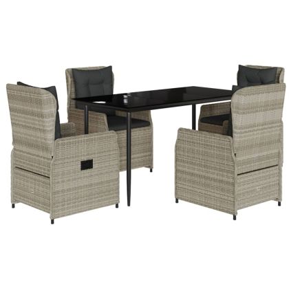 Градински трапезен комплект 5 части с възглавници светлосив