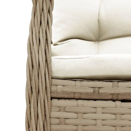 Градински комплект с възглавници, 5 части, бежов полиратан