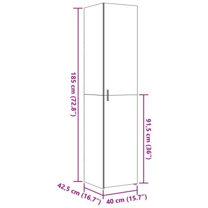 Висок шкаф, бял, 40x42,5x185 см, инженерно дърво