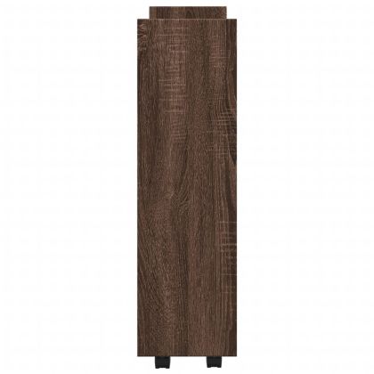 Тясна количка за съхранение 3 нива кафяв дъб инженерно дърво