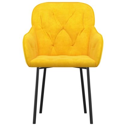 Трапезни столове, 2 бр, жълти, кадифе