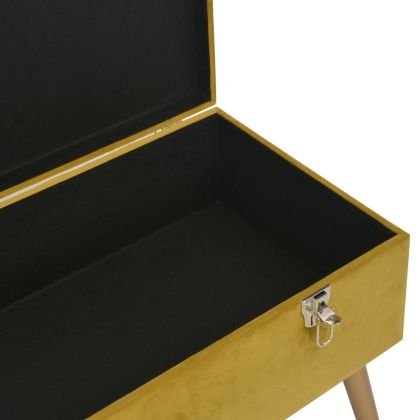 Пейка с отделение за съхранение, 80 см, горчица жълто, кадифе