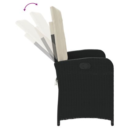 Накланяща се градинска пейка с възглавници черен полиратан