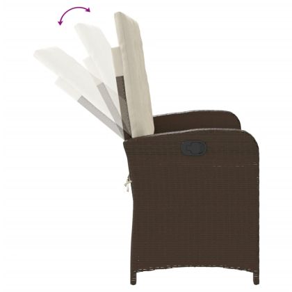 Накланяща се градинска пейка с възглавници кафяв полиратан