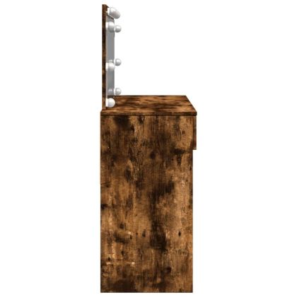 Тоалетка с LED, опушен дъб, 100x40x120 см