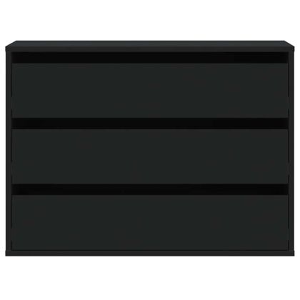 Ъглов скрин с чекмеджета, черен, 80x41x58 см, инженерно дърво