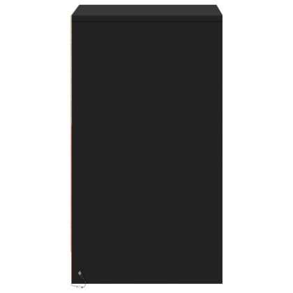 Нощно шкафче с LED осветление, черно, инженерно дърво