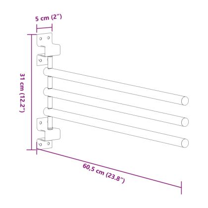 Поставка за потници, 3 рамена, черно, желязо