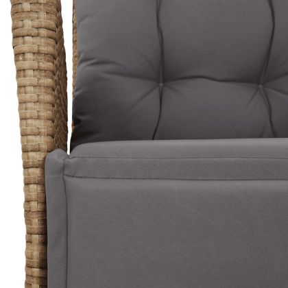 Градински комплект с възглавници, 4 части, бежов полиратан