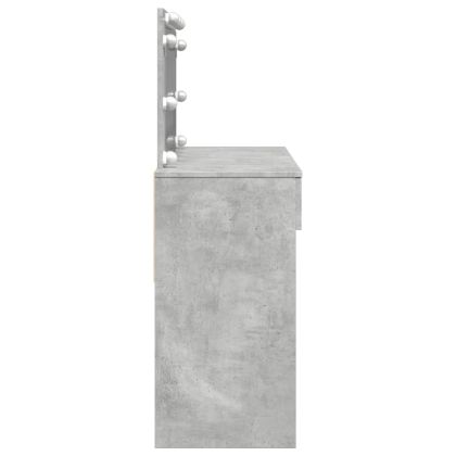 Тоалетка с LED, бетонно сива, 100x40x120 см