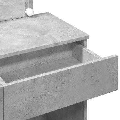 Тоалетка с LED, бетонно сива, 100x40x120 см