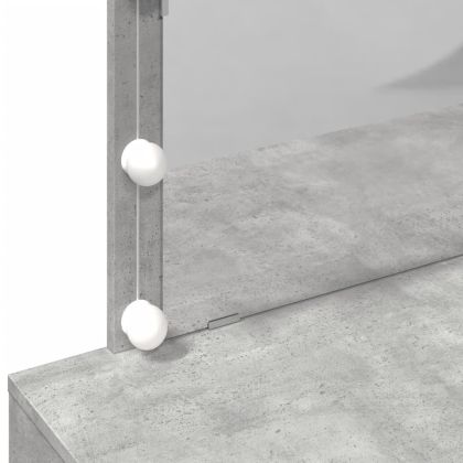 Тоалетка с LED, бетонно сива, 100x40x120 см