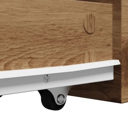 Тесен скрин за баня с колелца, дъб артизан, инженерно дърво